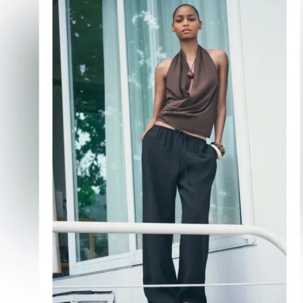 Zara Crinkle Wide Leg Pants